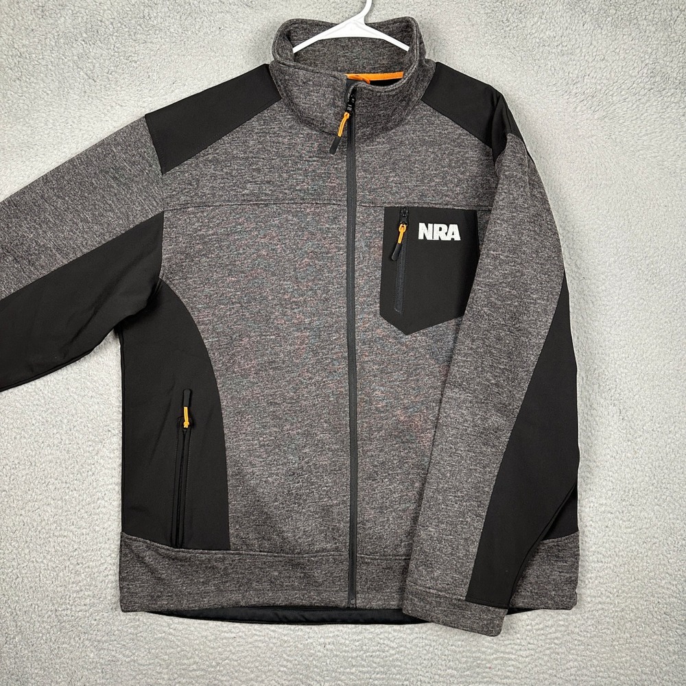 NRA Jacket Mens 3XL Performance Full Zip Grey Black Tactical Coat Long Sleeve